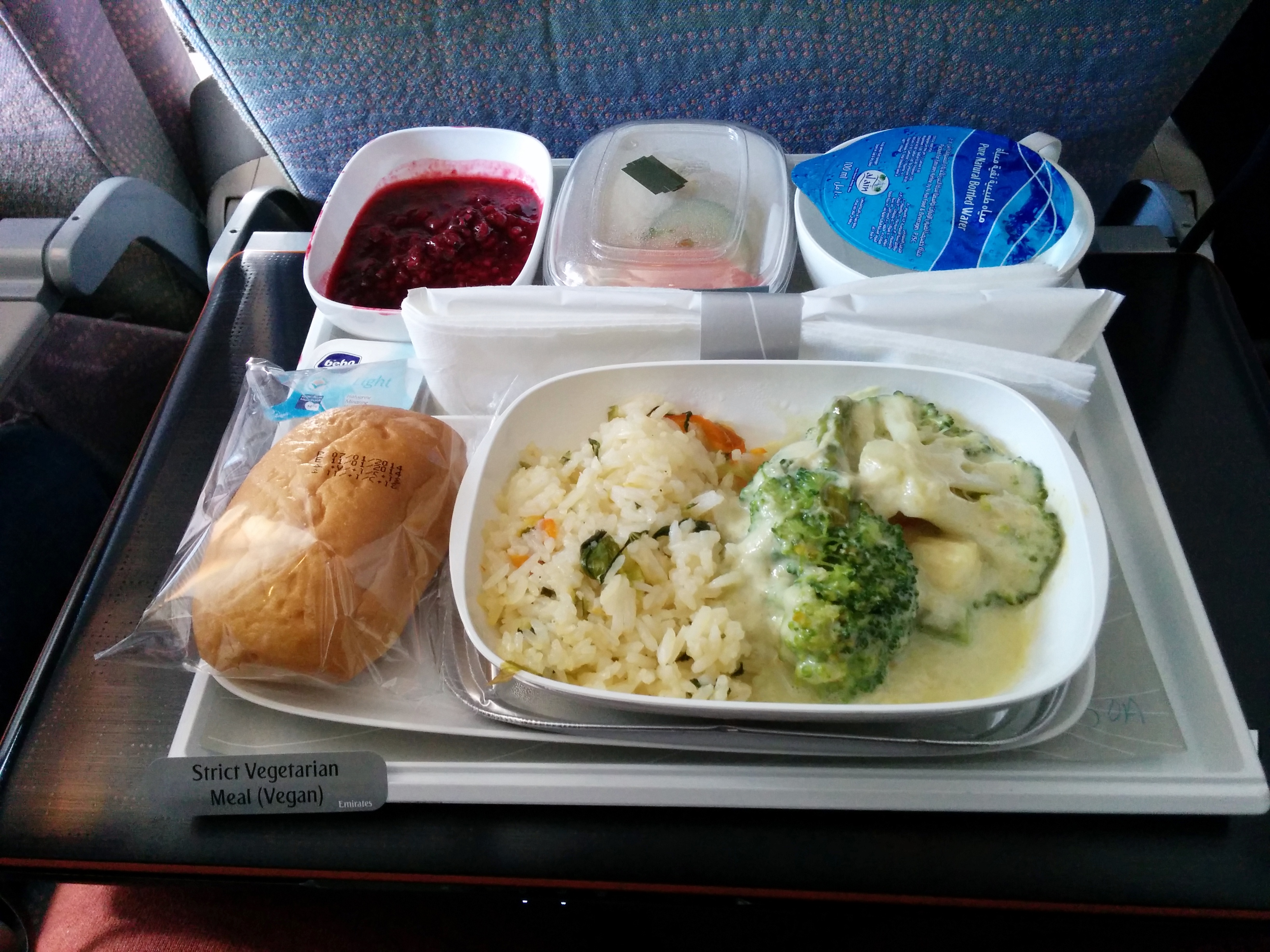  "strict vegetarian" vegane Mahlzeit bei Emirates Flug